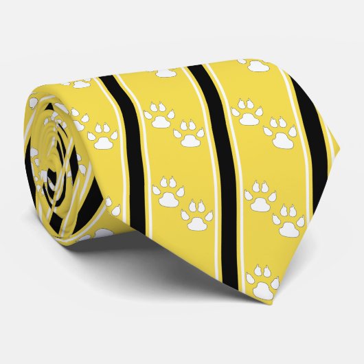 Cravate White Animal Paw Claw Prints Team Sports Necktie (Roulé)