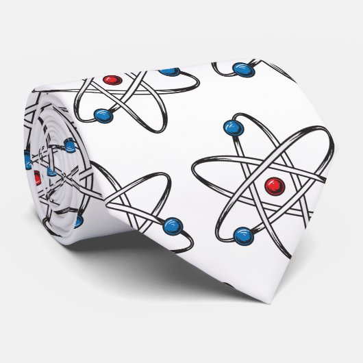 Cravate White Atom Molecule Motif Enseignant Science (Roulé)