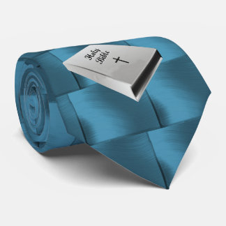 Cravate WHITe BIBLE -ON CARRÉS TURQUOISES