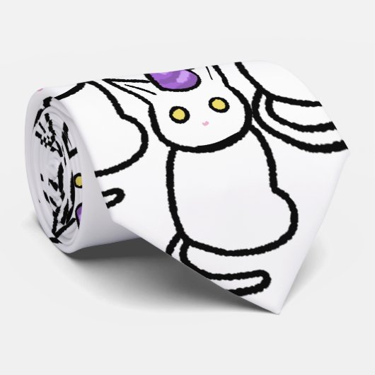 Cravate White Cat Celebration Tie (Roulé)