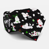 Cravate White Christmas Poodles Black (Roulé)
