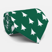 Cravate White Christmas Trees Green Cadeau (Roulé)