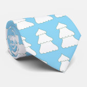 Cravate White Christmas Trees Outlined in Green, Blue Ties (Roulé)