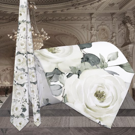 Cravate White Desdemona Rose Sage Green Eucalyptus Wedding