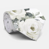 Cravate White Desdemona Rose Sage Green Eucalyptus Wedding (Roulé)