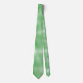 Cravate White Et Kelly Green Petit Motif Houndstooth (Devant)