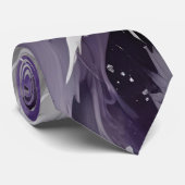 Cravate White Feathery and Purple (Roulé)