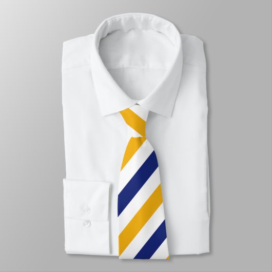 Cravate White Gold and Blue Regimental Stripe Tie (Attaché)