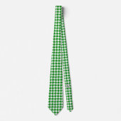 Cravate White Kelly Green Pied de Poule Houndstooth (Devant)