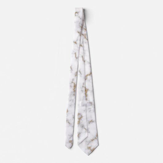 Cravate White Marble Grey and Gold Veining Wedding (Dos)