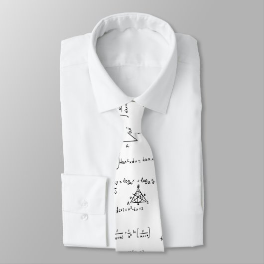 Cravate White Math Equations Formules Enseignant de l'écol (Attaché)