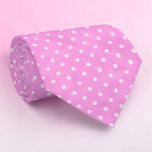 Cravate White Mini Polka Dots on Pink Necktie<br><div class="desc">This charming necktie features a delightful pattern of white mini polka dots elegantly set against a soft pink background. Perfect for adding a touch of playful sophistication to any outfit, this tie is a versatile accessory suitable for various occasions, from casual business meetings to special events. The high-quality material ensures...</div>