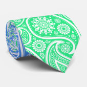 Cravate White paisley blue to green ombre (Roulé)