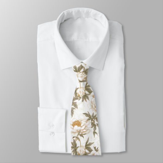 Cravate White Peony (Attaché)