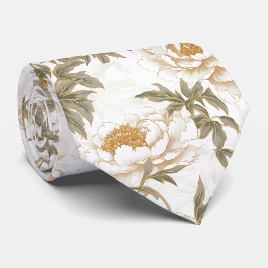 Cravate White Peony (Roulé)
