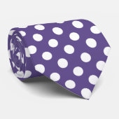 Cravate White polka dots on ultra violet (Roulé)