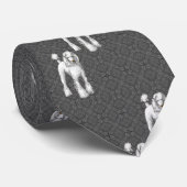 Cravate White Poodles on Gray Background Tie (Roulé)