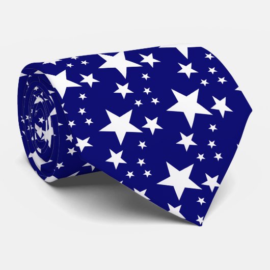 Cravate White Stars Pattern (Roulé)