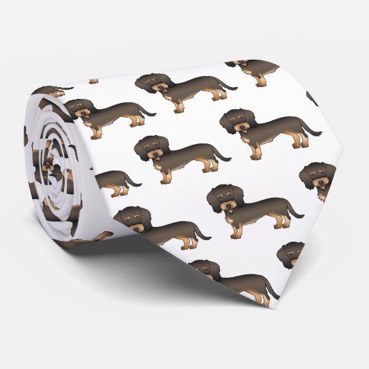 Cravate Wild Boar Wire Haired Dachshund mignon chien Motif (Roulé)