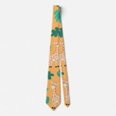 Cravate Wild Cute Green Orange Giraffe Feuille Motif (Devant)