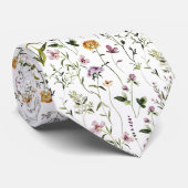 Cravate Wildflower Garden Floral Pattern  (Roulé)