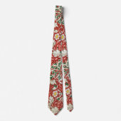 Cravate William Morris Algue Antique Fleur Rouge Vert (Devant)