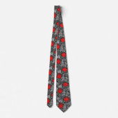 Cravate William Morris Anemone, gris / gris et rouge (Dos)