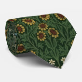 Cravate William Morris Aubépine Bleu Blanc Vert Floral (Roulé)