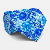 Cravate William Morris Chrysanthemums Nuances de Denim Blu (Roulé)