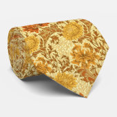 Cravate William Morris Chrysanthemums, Or de la moutarde (Roulé)