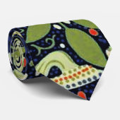 Cravate William Morris Fleur d'antiquité aux algues marine (Roulé)