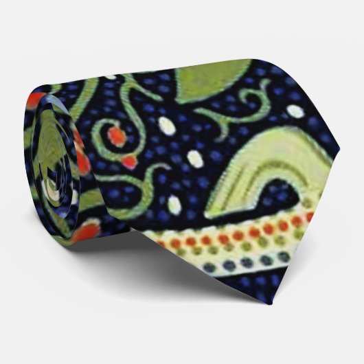 Cravate William Morris Fleur d'antiquité aux algues marine (Roulé)