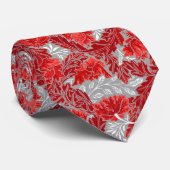 Cravate William Morris floral, rouge-foncé et gris/gris (Roulé)