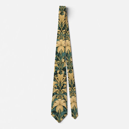Cravate William Morris Golden Lily Vintage Préraphaélite (Devant)