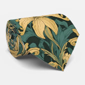 Cravate William Morris Golden Lily Vintage Préraphaélite (Roulé)