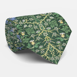Cravate William Morris Green Floral Vintage White Margueri