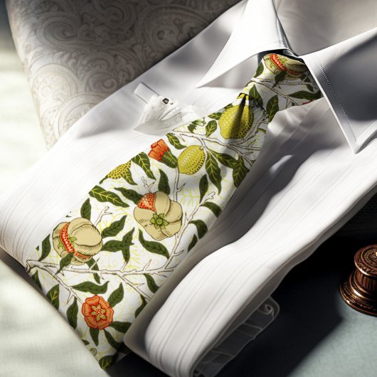 Cravate William Morris Grenade Citron Fruits Jaunes