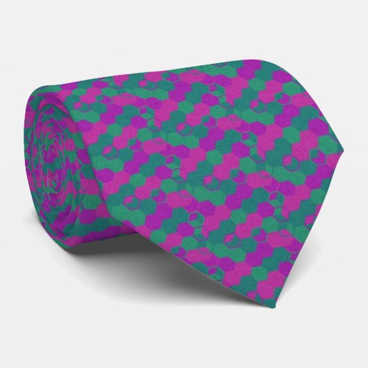 Cravate William Morris Hex Mesh Satin Onze Necktie (Roulé)