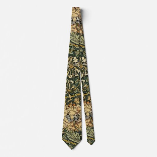 Cravate William Morris Honeysuckle Vert Floral (Devant)