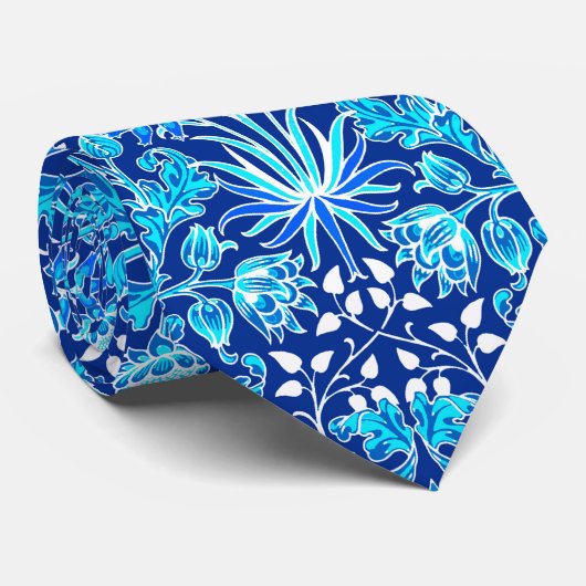 Cravate William Morris Hyacinth Imprimer, Navy et Cobalt B (Roulé)