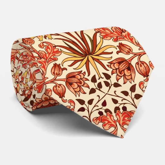 Cravate William Morris Hyacinth Imprimer, orange et rouill (Roulé)