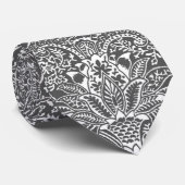 Cravate William Morris Indian, Graphite Grey et White (Roulé)
