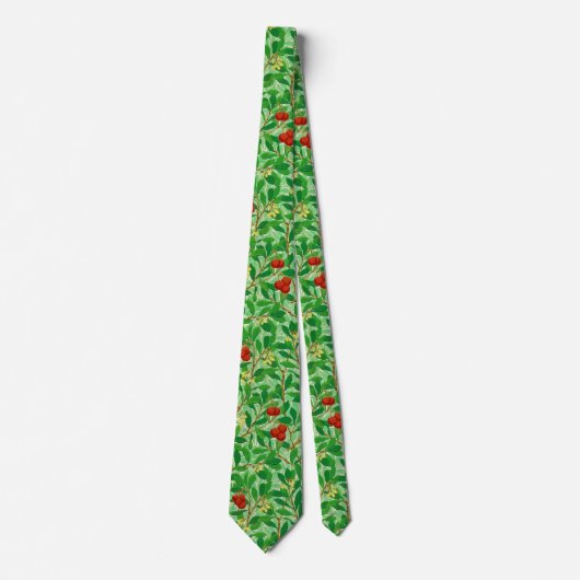 Cravate William Morris Lychee Motif d'arbre, vert clair (Devant)