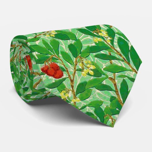 Cravate William Morris Lychee Motif d'arbre, vert clair (Roulé)