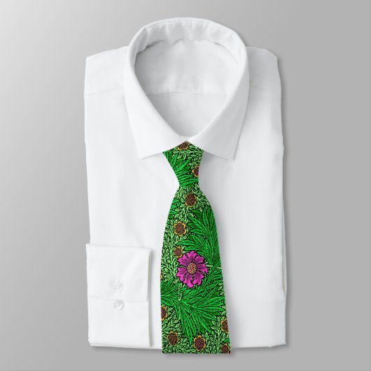 Cravate William Morris Marigold, Emerald Green et Fuchsia (Attaché)