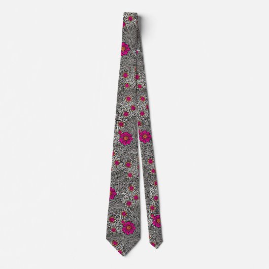 Cravate William Morris Marigold, Grey/Grey et Fuchsia (Devant)