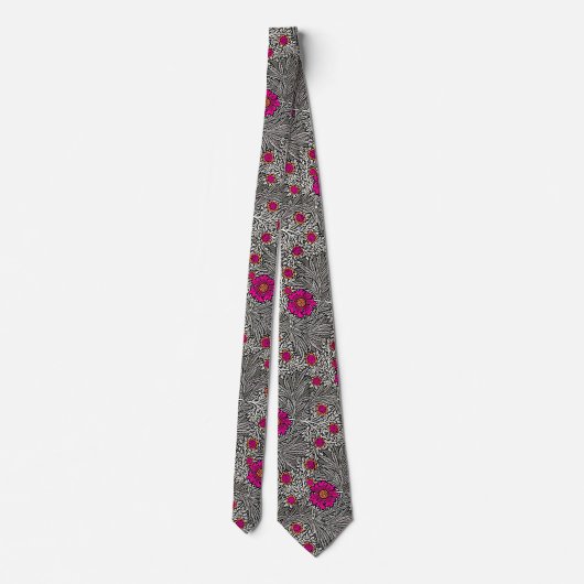 Cravate William Morris Marigold, Grey/Grey et Fuchsia (Dos)