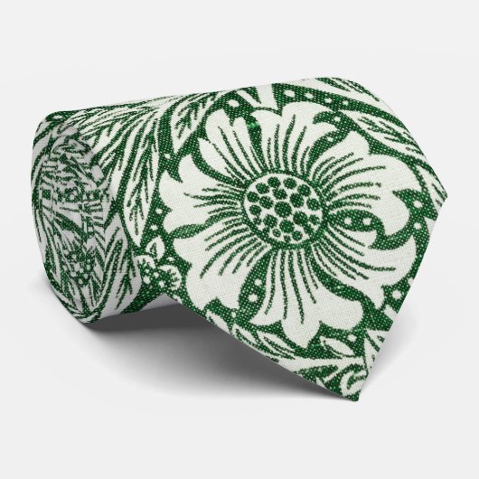 Cravate william morris marigold vert fleurs florales wallp (Roulé)