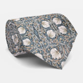 Cravate William * Morris Pimpernel Blanc Fleur Vert (Roulé)