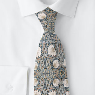 Cravate William * Morris Pimpernel Blanc Fleur Vert